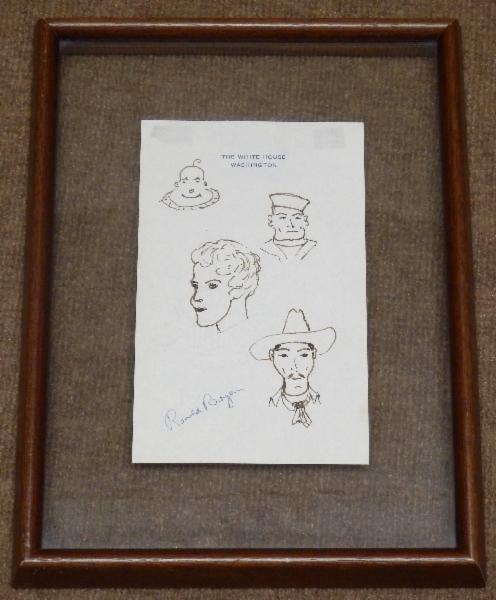 Ronald Reagan Signed Four Doodles on White House Stationary