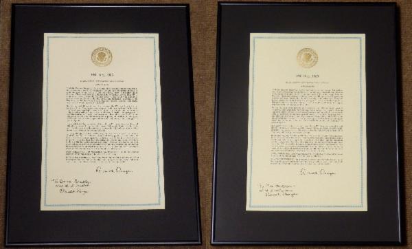 Ronald Reagan Rare Signed Proclamations Inscribed to X-Files Characters Scully & Mulder