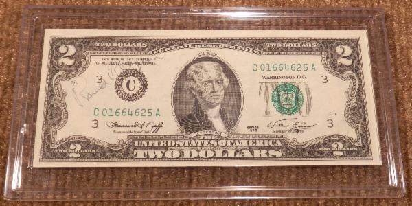 NEW ITEM Ronald Reagan Rare Signed Two Dollar Bill