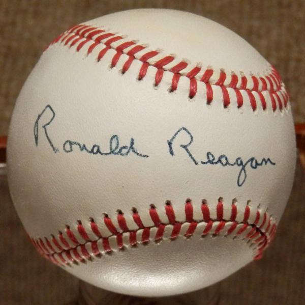 NEW ITEM Ronald Reagan Rare Signed Baseball with JSA LOA